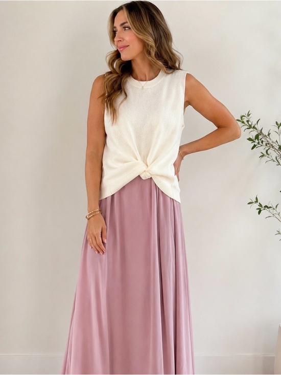 Rachel Zoe Dresses & Skirts - Rachel Zoe 2-Piece Mauve Maxi Dress & Ivory Knit Twist Top Size M